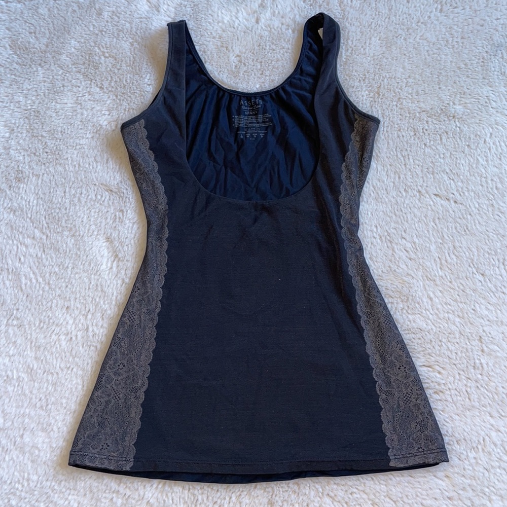 SPANX | Black & Gray Lace Under Bust Shapewear Top | L